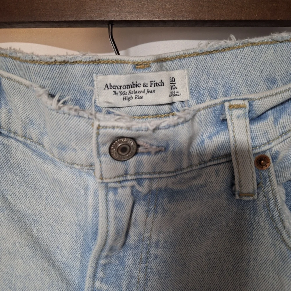Abercrombie & Fitch Light Blue High Rise Distressed Jeans